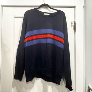 Vintage Eddie Bauer Men’s Cotton Heavyweight Grandpa Sweater Stripe‎ Preppy 90s